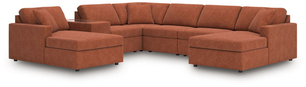 Modmax - Spice - Sectional Light Brown 7 Pc. Sectional With Laf And Raf Corner Chaises And Storage Console