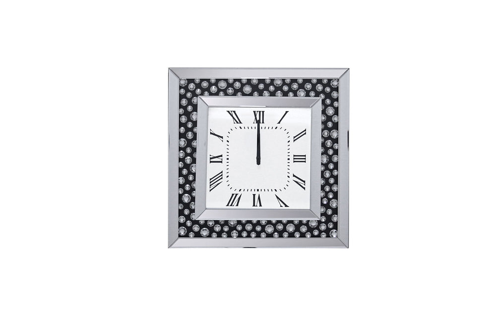 Nysa - Wall Clock - Mirrored & Faux Crystals