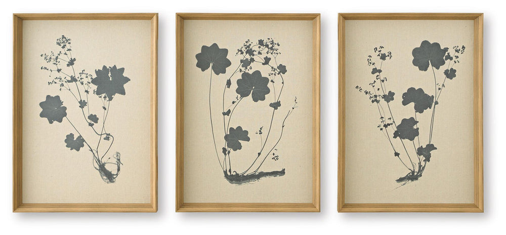 Huddwick - Wall Art Set (Set of 3) - Linen / Black