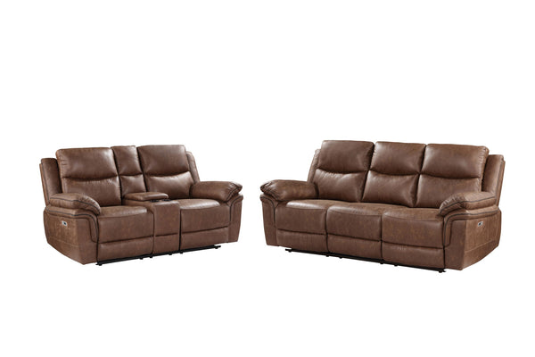 Ryland - Reclining Sofa Set Light Brown 2 Pc. Power Reclining Sofa, Loveseat