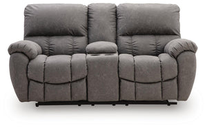 Bakerstein - Power Reclining Loveseat/Console/Adjustable Headrest - Galaxy