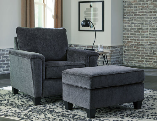Abinger - Living Room Set Dark Gray 2 Pc. - Chair, Ottoman