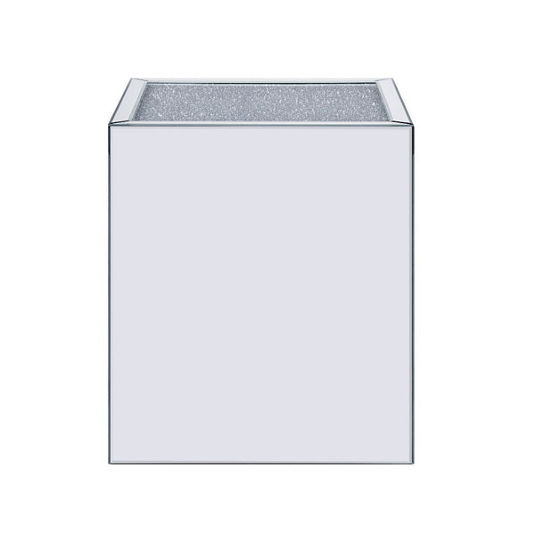 Noralie - End Table With Open Storage Compartment - Clear Glass, Mirrored & Faux Diamonds