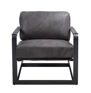 Locnos - Accent Chair - Gray Top Grain Leather & Black