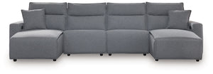 ModMax II - Salt And Pepper - Reclining Sectional Gray 4 Pc. Double Chaise Power Reclining Sectional
