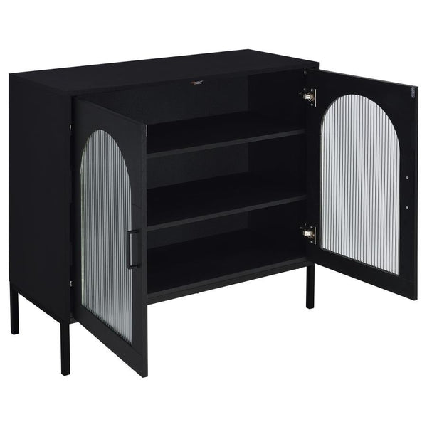 Jess - 2-Door Arched Fluted Glass Accent Cabinet - Black