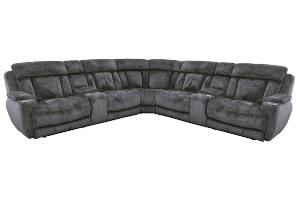 Dalton - Modular Power Reclining Sectional Lucky Charcoal 7 Pc. Sectional