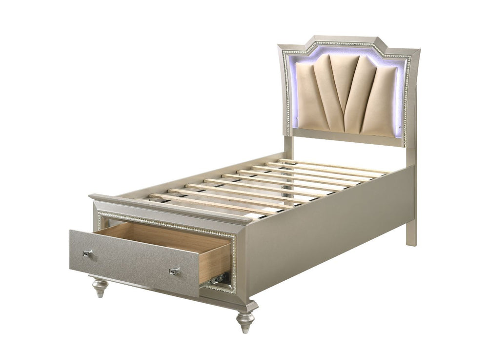Kaitlyn - Bed w/Storage Champagne
