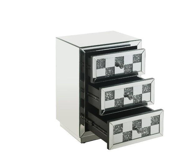 Noralie - 18" X 14" Accent Table With Faux Diamonds - Mirrored