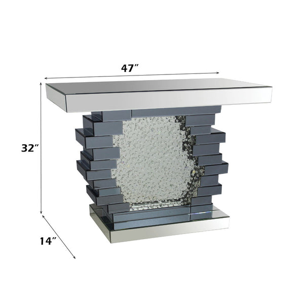 Nysa - 47" X 14" Console Table - Mirrored & Faux Crystals