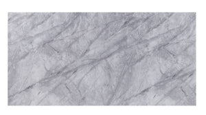 Satinka - Dining Table - Light Gray Printed Faux Marble Top & Mirrored Silver