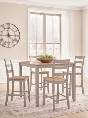 Harperfeld - Dining Room Counter Table Set (Set of 5) - Natural / Gray