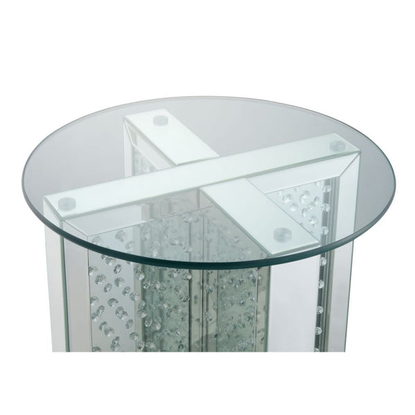 Nysa - 23" End Table - Mirrored & Faux Crystals