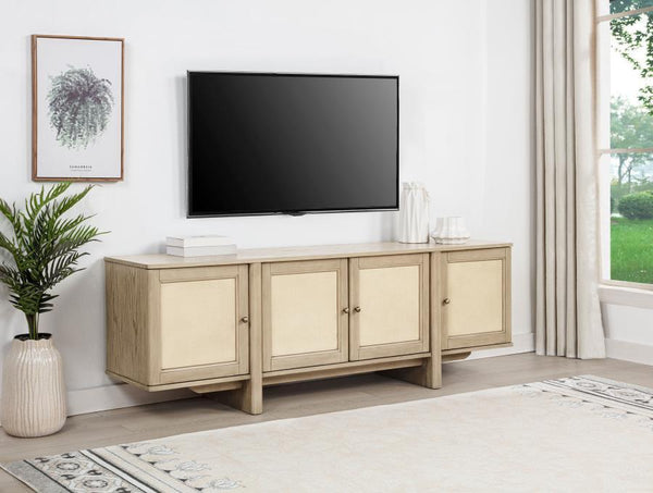 Kailani - 79" 4-door Cane TV Stand Media Console - Beige Oak