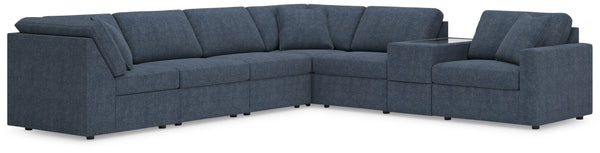 Modmax - Ink - Sectional Blue 7 Pc. Sectional With Storage Console And Raf Corner Chair