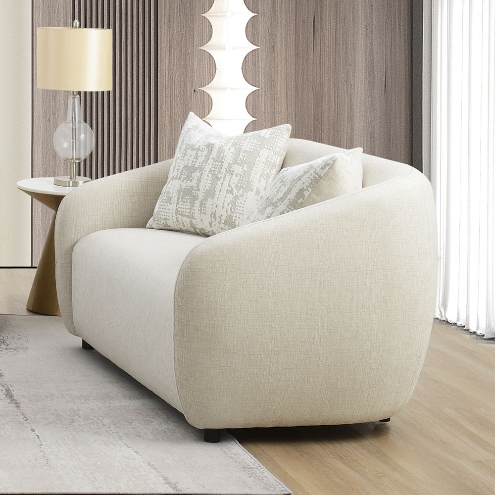 Etienne - Loveseat With 3 Pillows Beige Linen