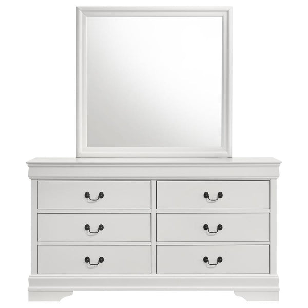 Louis Philippe - 6-Drawer Dresser And Mirror - White