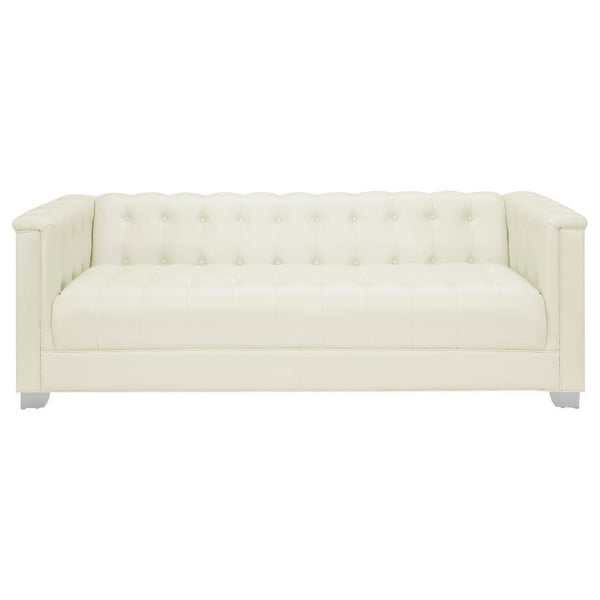 Chaviano - Upholstered Track Arm Sofa - Pearl White