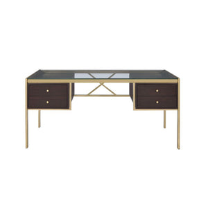 Yumia - Writing Desk - Gold & Walnut