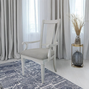 Katia - Arm Chair (Set of 2) - Light Gray Linen & Weathered White