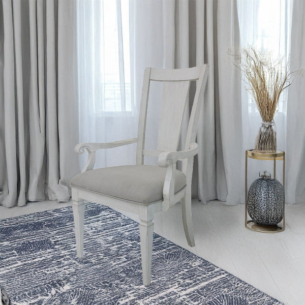 Katia - Arm Chair (Set of 2) - Light Gray Linen & Weathered White