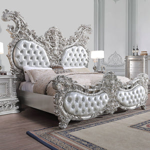 Valkyrie - Eastern King Bed - PU, Light Gold & Gray Finish