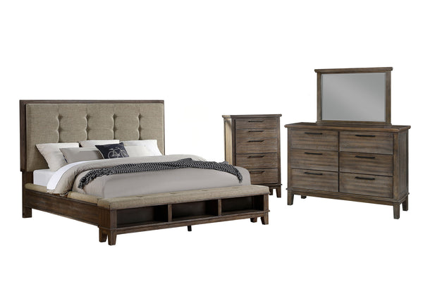Cagney - Bedroom Set Gray 4 Pc. Bed, Dresser, Mirror, Chest California King