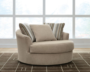 Linenhause - Oversized Swivel Accent Chair - Dune