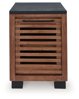 Kallari - Chair Side End Table - Warm Brown / Black