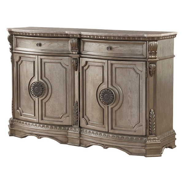 Northville - Server Antique Silver Wood Top