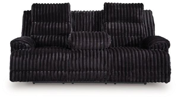 Rhine Falls - Reclining Power Sofa With Drop Down Table - Onyx