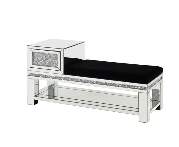 Noralie - 24" Bench With Storage - Mirrored & Faux Diamonds
