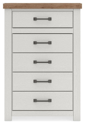 Savonport - Five Drawer Chest - White / Brown