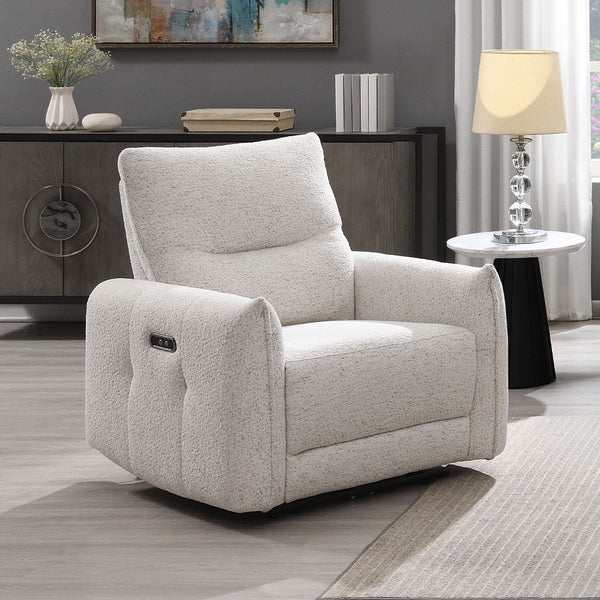 Lalisa - Power Motion Recliner With USB Port - Cream Chenille