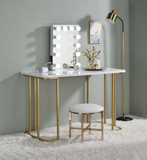 Estie - Vanity Desk (Same 93102) - White & Gold