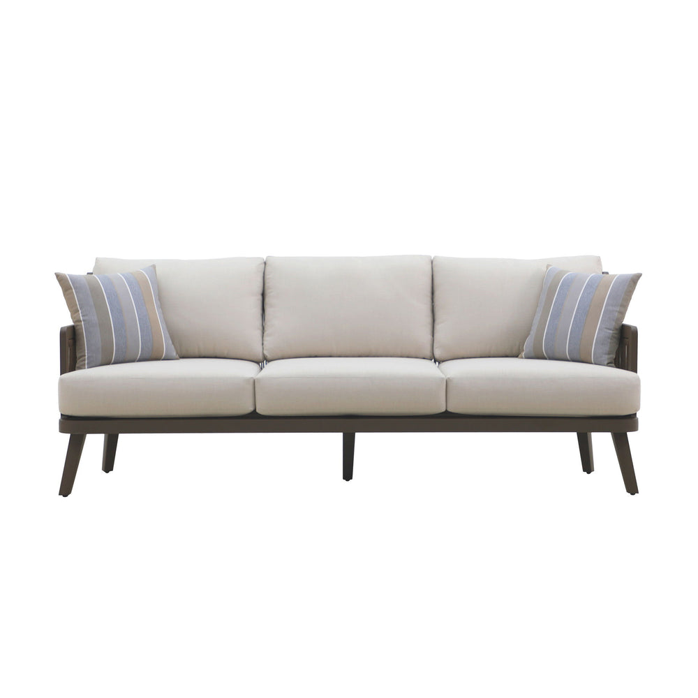 Genova - Patio Sofa With Two Accent Pillows - Gray