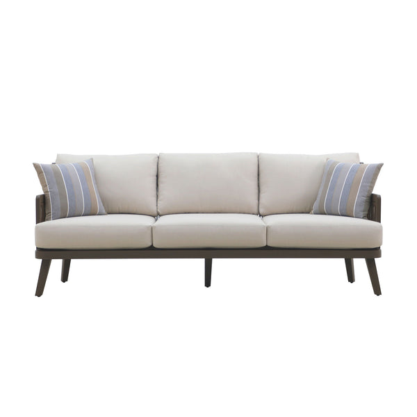 Genova - Patio Sofa With Two Accent Pillows - Gray