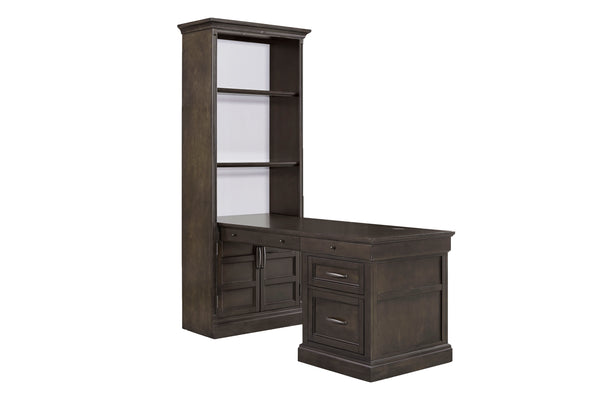 Shoreham - Bookcase With Peninsula Desk - Medium Roast