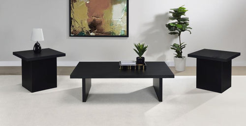 Max - Rectangular Coffee Table Set Black 3 Pc. Coffee Table, 2 End Tables
