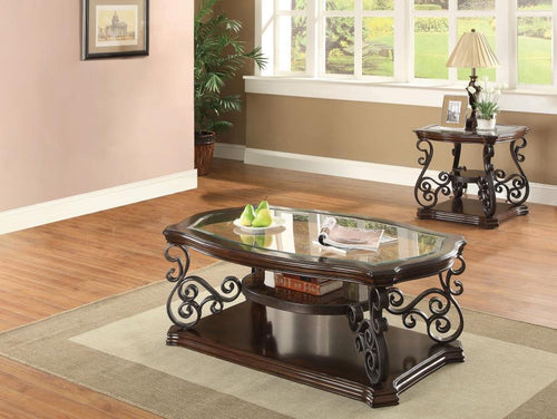 Laney - Glass Top Coffee And End Table Set Dark Brown 2 Pc. Coffee Table, End Table