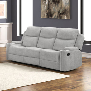 Galya - Motion Loveseat With Console - Light Gray Chenille