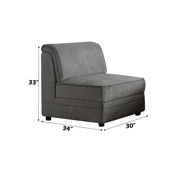 Bois - Modular Armless Chair - Gray Velvet