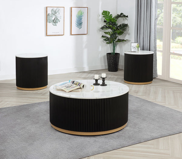 Kara - Table Set (Coffee & 2 End Tables) - Black / White