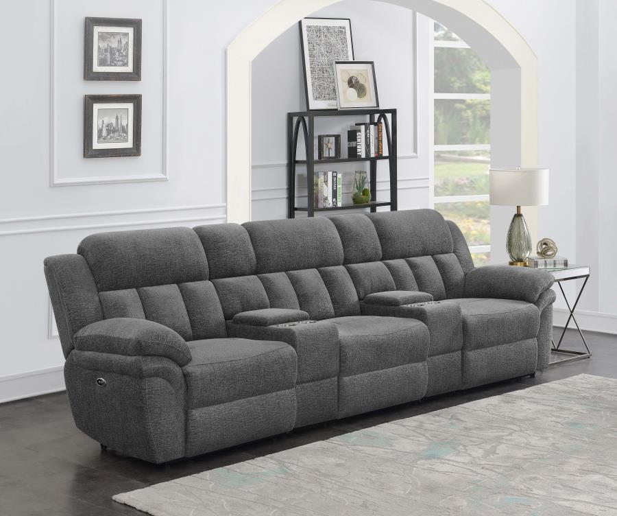 Bahrain - Upholstered Home Theater Seating Dark Gray Power Reclining