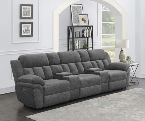 Bahrain - Upholstered Home Theater Seating Dark Gray Power Reclining