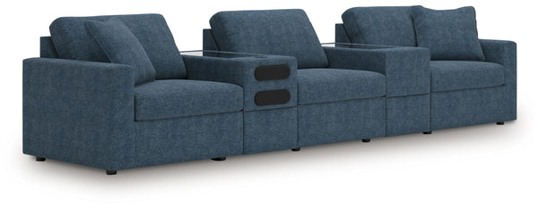 Modmax - Ink - Sectional Blue 5 Pc. Sectional With Audio System And With Storage Console