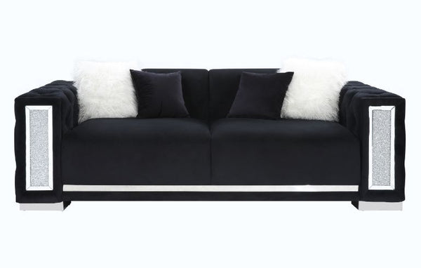 Trislar - Sofa With 4 Pillows (Same Lv01397) - Black Velvet