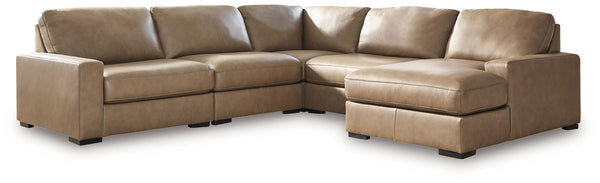 Veronella - Sectional Dark Brown 5 Pc. Right Arm Facing Corner Chaise Sectional