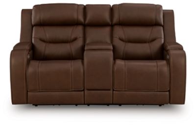 Knightington - Power Reclining Loveseat With Audio Seating Dark Brown