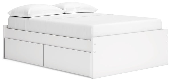 Onita - Platform Bed White Full 1 Side Storage
